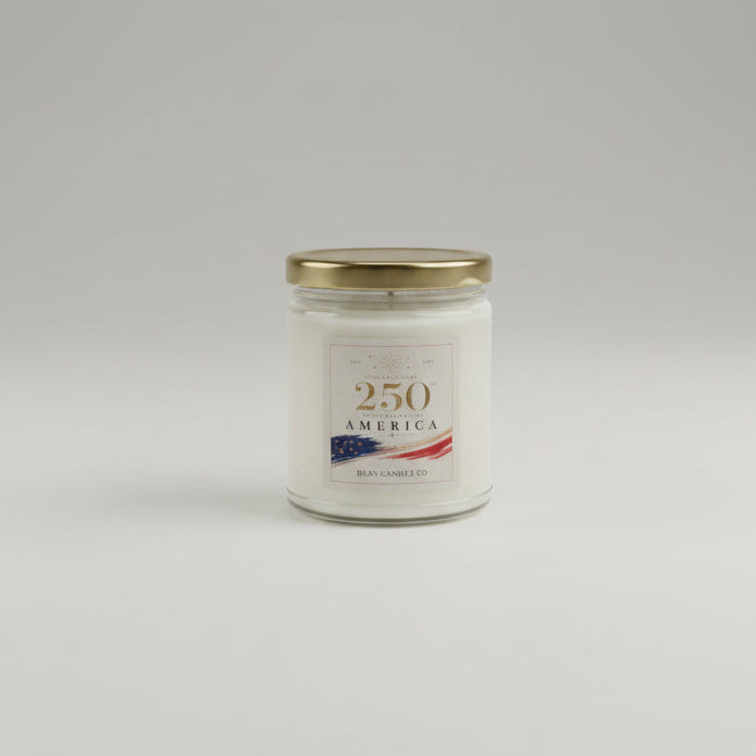 Scented Candle in a glass clear jar of 250 Anniversary